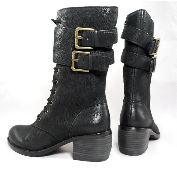 NIB$298 LUXURY REBEL LADY DEE LACE-UP BUCKLED MILITARY BELTED CUFF BOOTS 35 5 - Picture 4 of 5